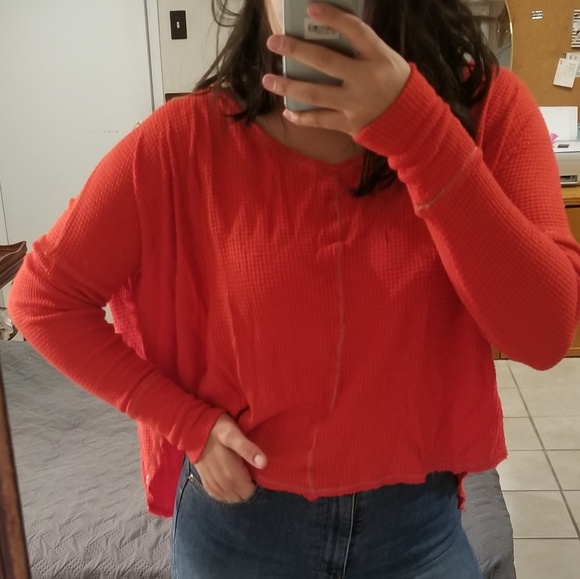 Anthropologie thermal v-neck longsleeve top - Picture 5 of 8